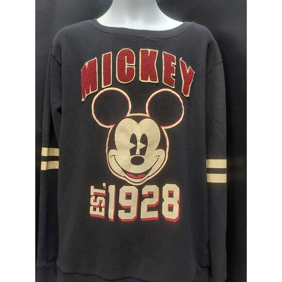 DISNEY Mickey Mouse Light weight Sweat Shirt Black Silhouette Head Front Sz XL - Picture 1 of 5